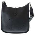 Hermes Evelyne PM Shoulder Bag Black Epsom Silver