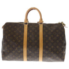 Louis Vuitton Keepall 45 Monogram Leather Boston Bag Gold Brown — view 2