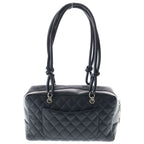 Chanel Cambon Line Quilted Handbag Black Lambskin Silver — view 2