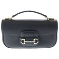 Gucci Horsebit Shoulder Bag Black Leather Gold