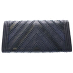 Chanel Chain Wallet Boy Chez Blanc Mini Bag Black Blue Leather Gold — view 2