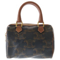 Celine Triomphe Small Boston Bag 2-Way Mini Bag Brown Leather Gold