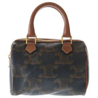 Celine Triomphe Small Boston Bag 2-Way Mini Bag Brown Leather Gold