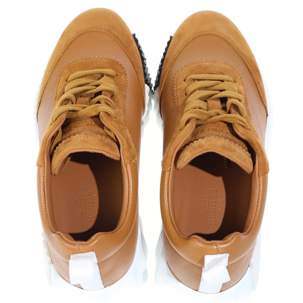 Hermes Bouncing Logo Suede Combination Leather Sneakers Brown — view 4