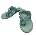 Chanel Sandals Leather Thong Mint Green 38c Chain CC Logo