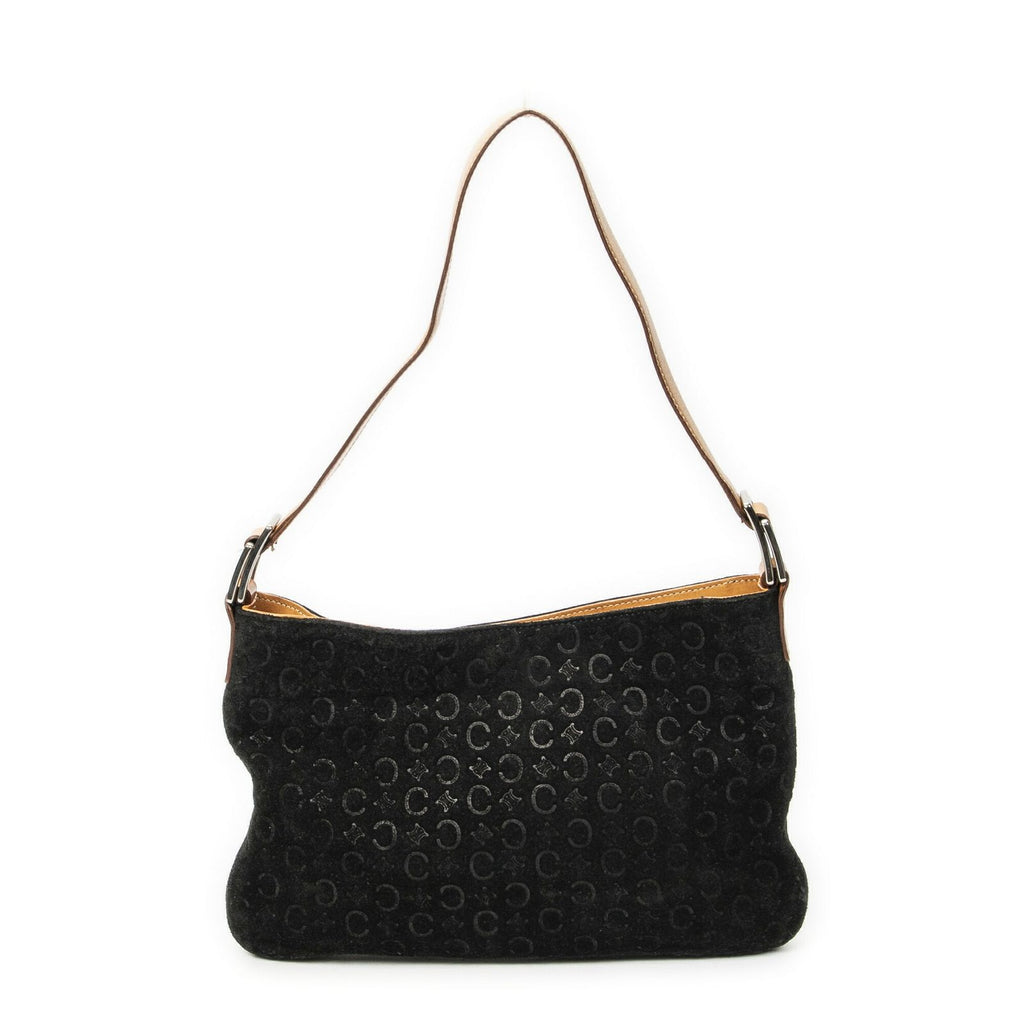 Celine Flap Shoulder Bag Black Brown Macadam Suede Leather — view 5