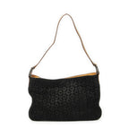 Celine Flap Shoulder Bag Black Brown Macadam Suede Leather — view 5