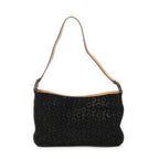 Celine Flap Shoulder Bag Black Brown Macadam Suede Leather