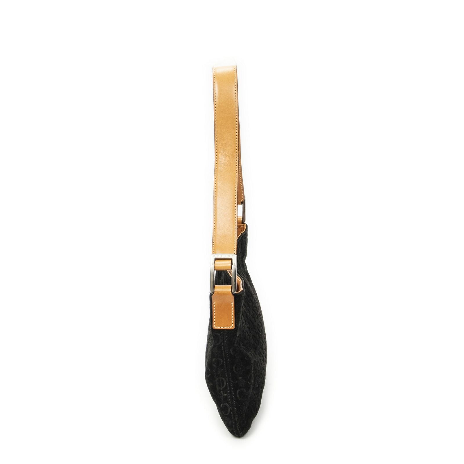 Celine Flap Shoulder Bag Black Brown Macadam Suede Leather — view 3