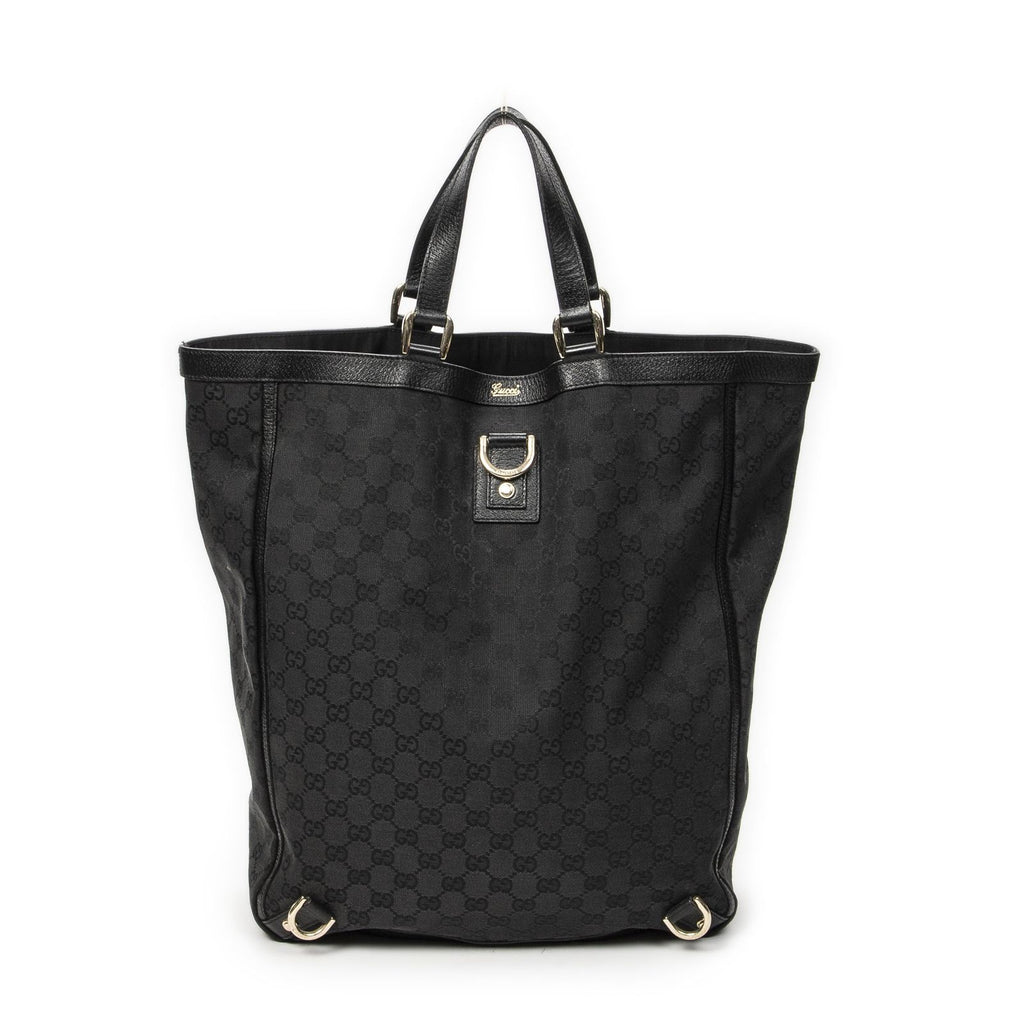 Gucci Abbey D-ring Vertical Tote Black GG Canvas