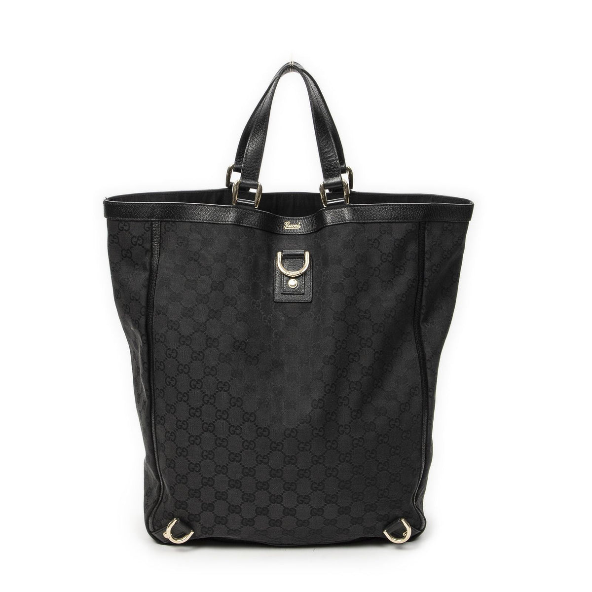 Gucci Abbey D-ring Vertical Tote Black GG Canvas