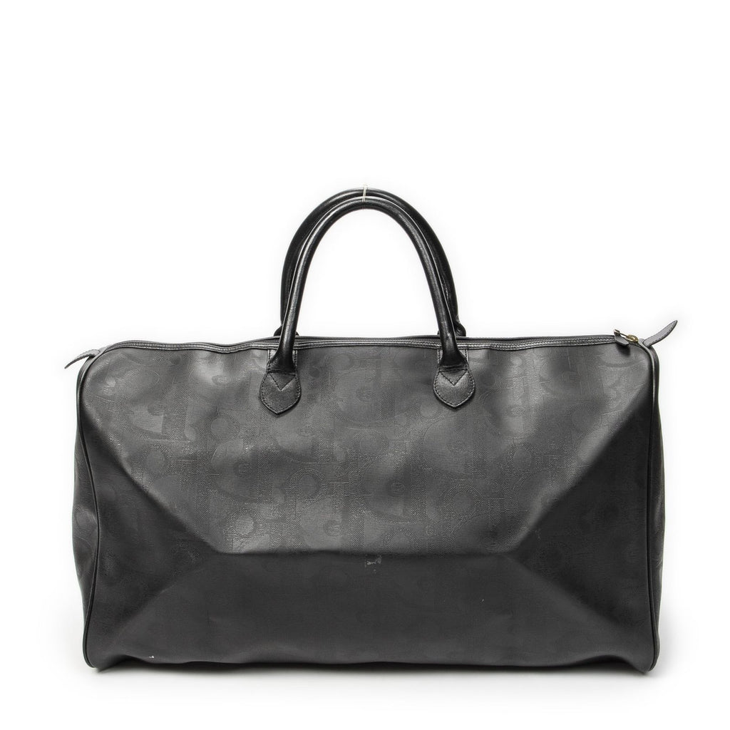 Dior Vintage Large Travel Boston Black Maxi Trotter Pattern Canvas Shoulder Bag — view 5