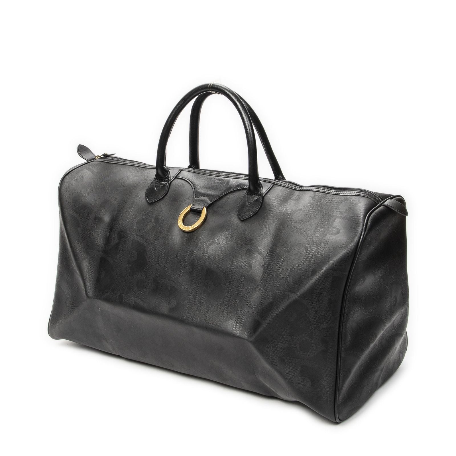Dior Vintage Large Travel Boston Black Maxi Trotter Pattern Canvas Shoulder Bag — view 2