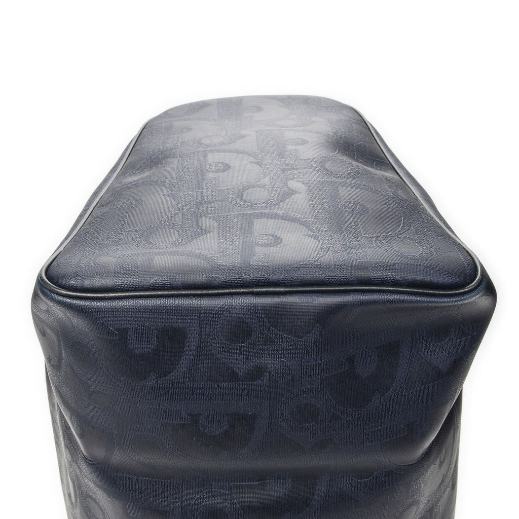 Dior Vintage Large Travel Boston Navy Maxi Trotter Pattern Canvas Shoulder Bag — view 8