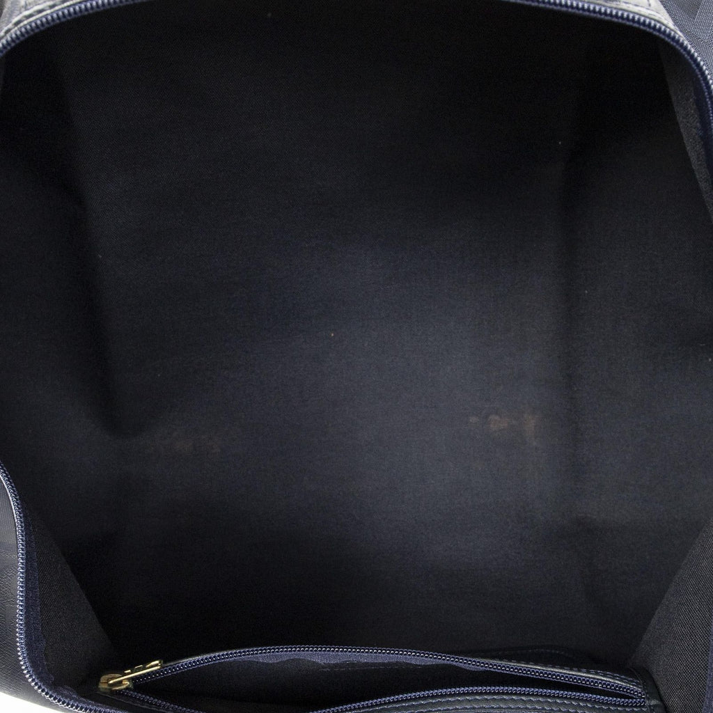 Dior Vintage Large Travel Boston Navy Maxi Trotter Pattern Canvas Shoulder Bag — view 9