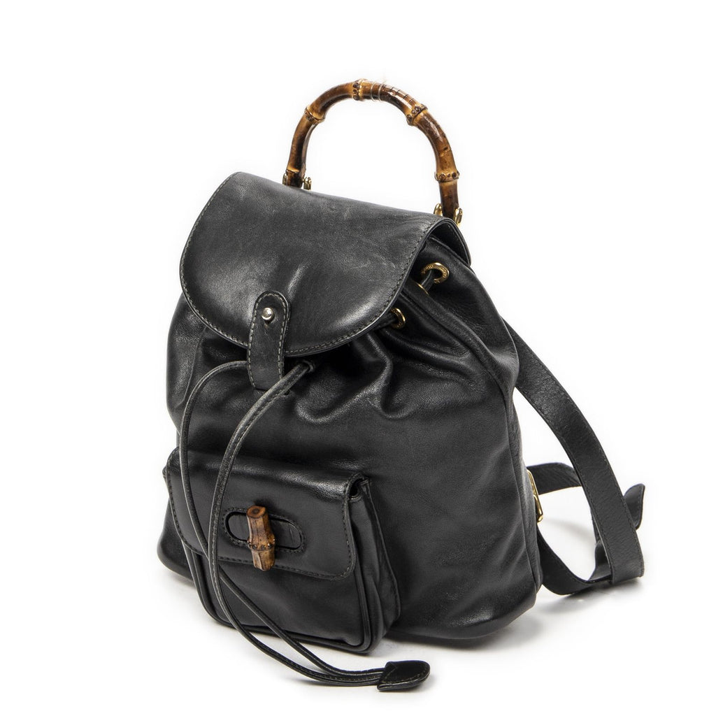 Gucci Mini Bamboo Backpack Black Calfskin Leather — view 2