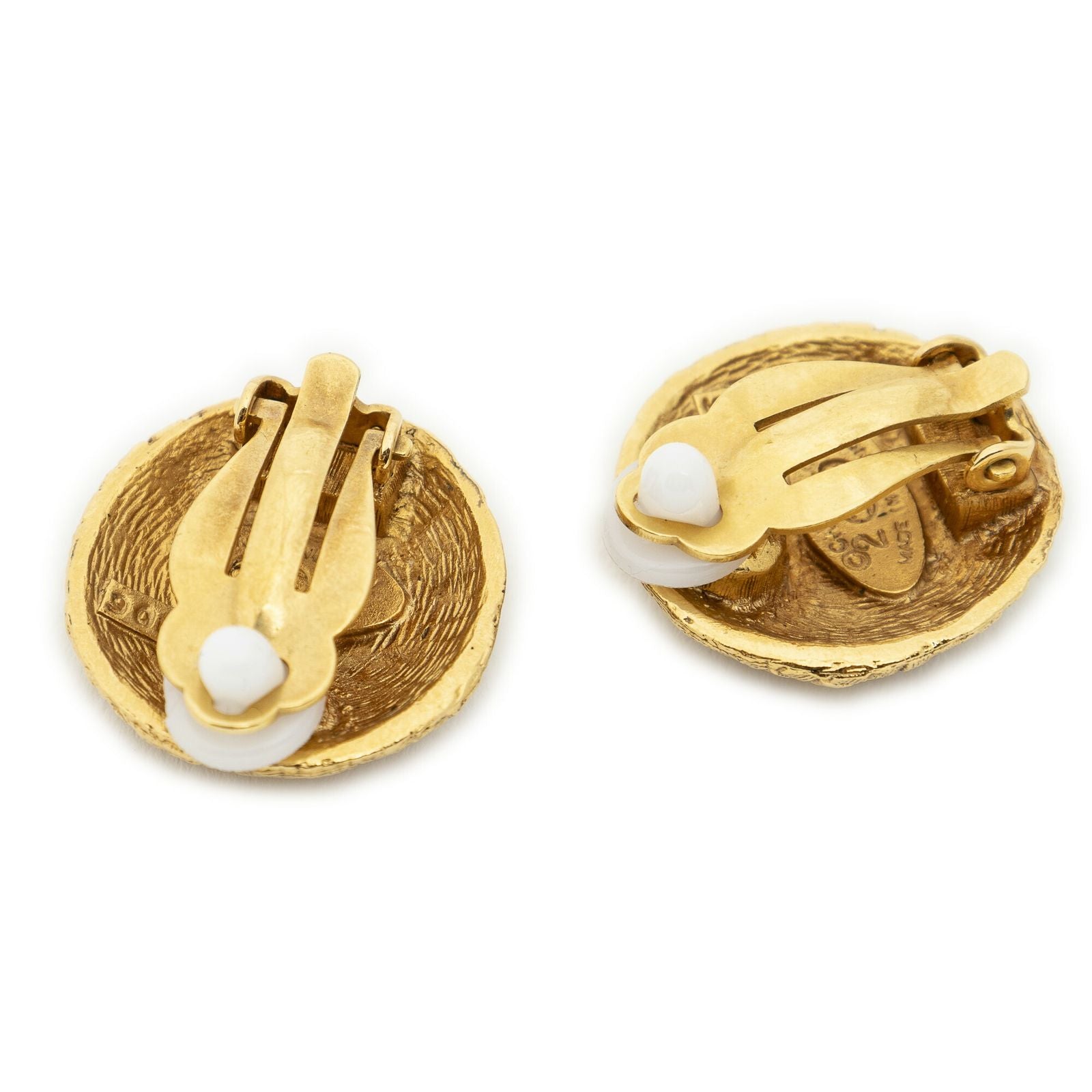 Chanel CC Logo Round Clip Type Earrings Gold Plated — view 2