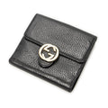 Gucci Interlocking Compact French Wallet Black Gray Calfskin Leather