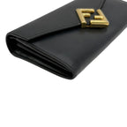 Fendi Wallet FF Diamond Continental Leather Black Gold Folding — view 5