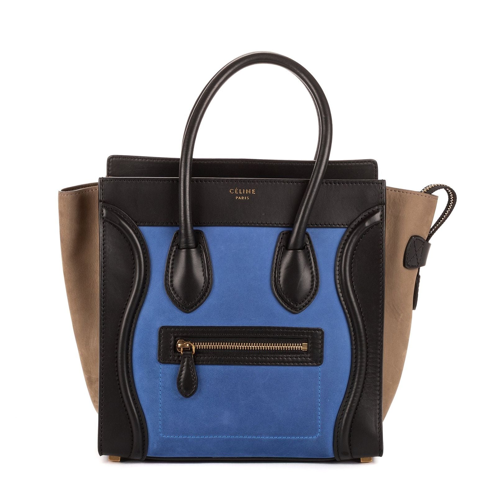 Celine Micro Luggage Tricolor Black Blue Calfskin Leather