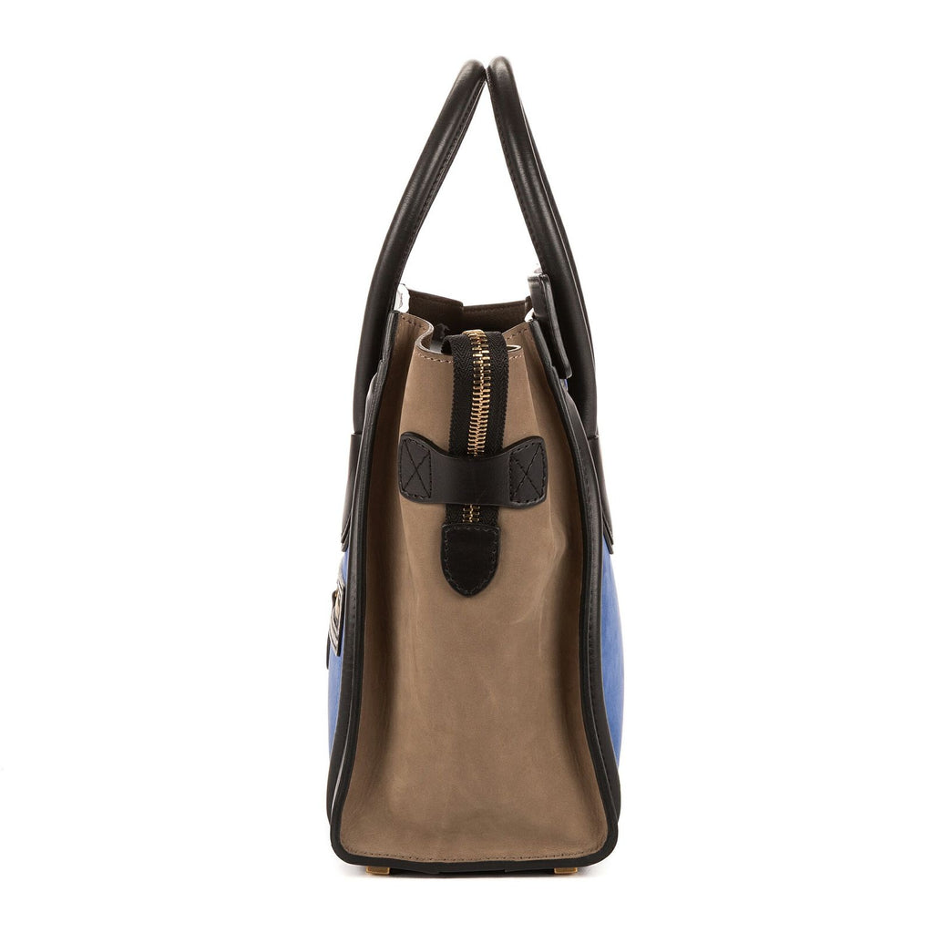 Celine Micro Luggage Tricolor Black Blue Calfskin Leather — view 3