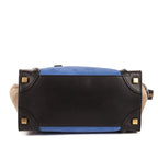 Celine Micro Luggage Tricolor Black Blue Calfskin Leather — view 6