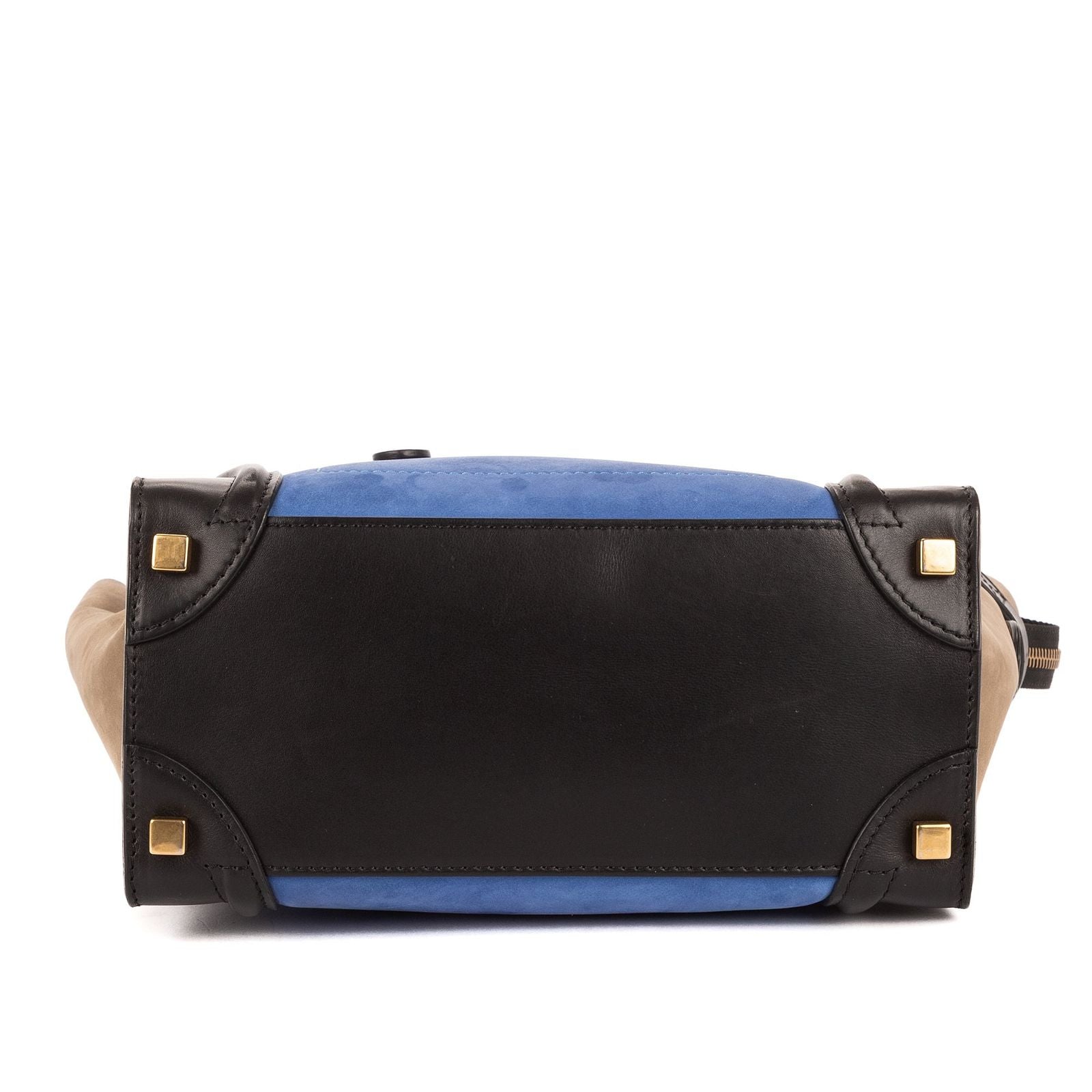 Celine Micro Luggage Tricolor Black Blue Calfskin Leather — view 6