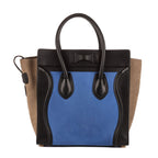 Celine Micro Luggage Tricolor Black Blue Calfskin Leather — view 5