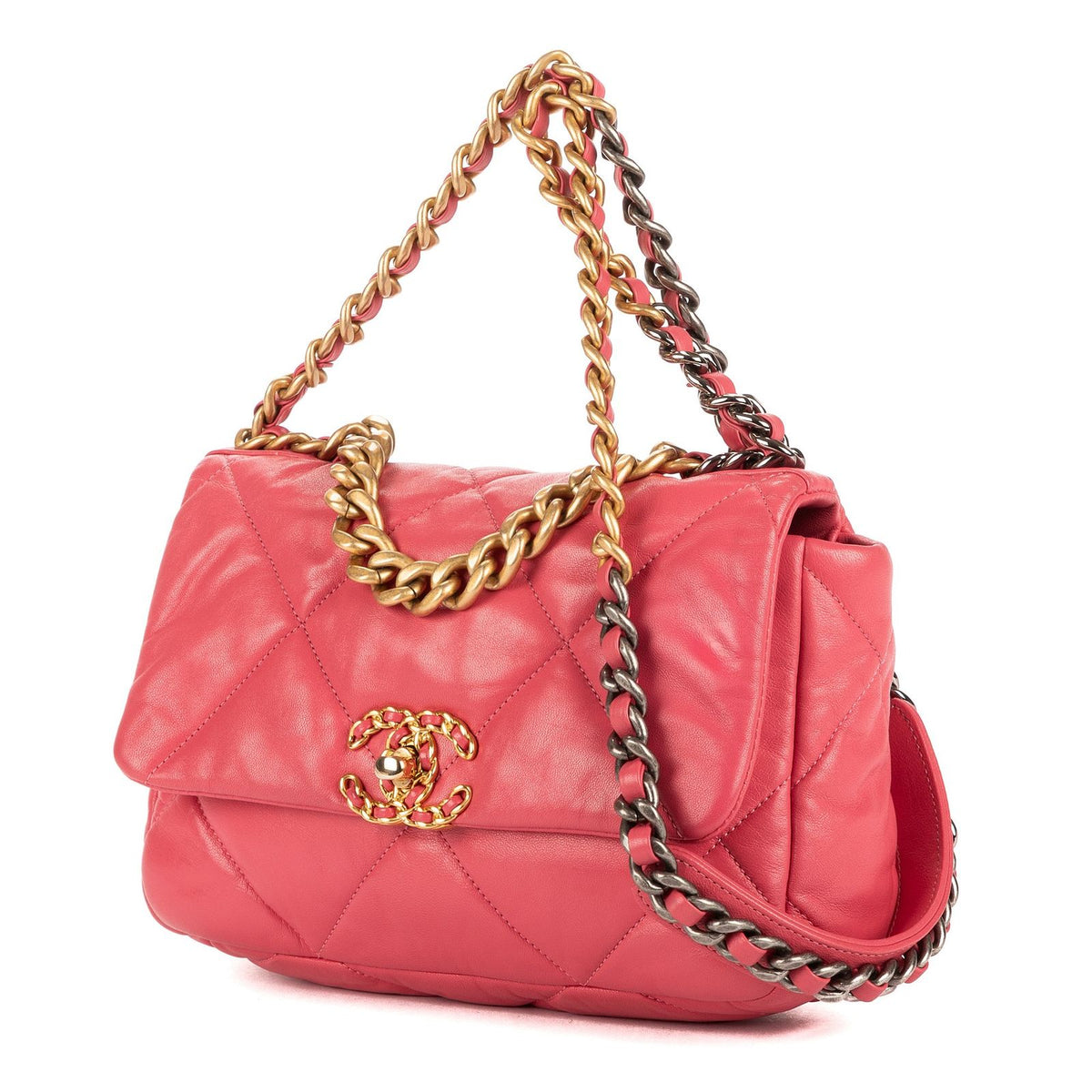 Chanel Classic 19 Flap Pink Quilted Lambskin Leather — view 2