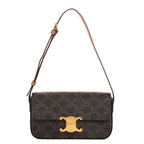 Celine Classic Claude Triomphe Brown Striped Canvas Messenger Bag