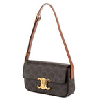 Celine Classic Claude Triomphe Brown Striped Canvas Messenger Bag — view 2
