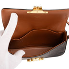 Celine Classic Claude Triomphe Brown Striped Canvas Messenger Bag — view 9