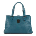 Bottega Venetaintreciatto Roma Blue Intrecciato Leather Shoulder Bag