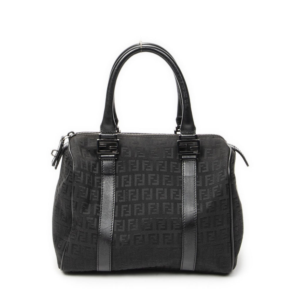 Fendi Forever Bauletto Boston Bag Black Zucchino Canvas — view 5