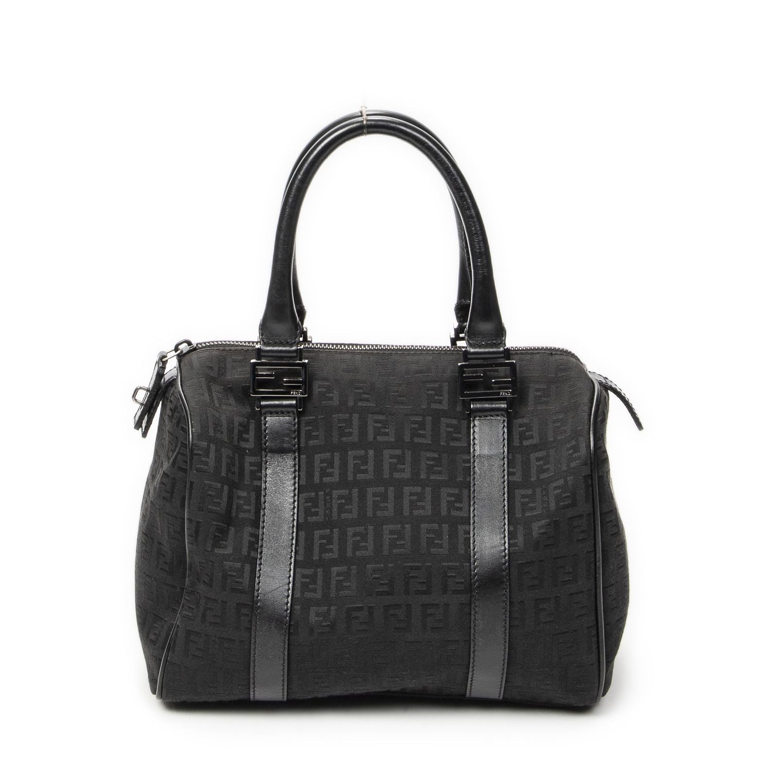 Fendi Forever Bauletto Boston Bag Black Zucchino Canvas — view 5