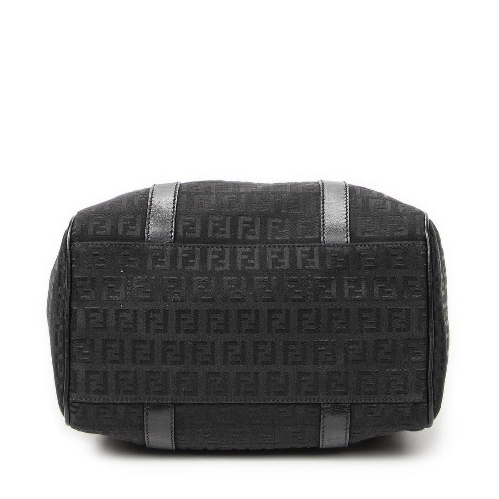 Fendi Forever Bauletto Boston Bag Black Zucchino Canvas — view 6