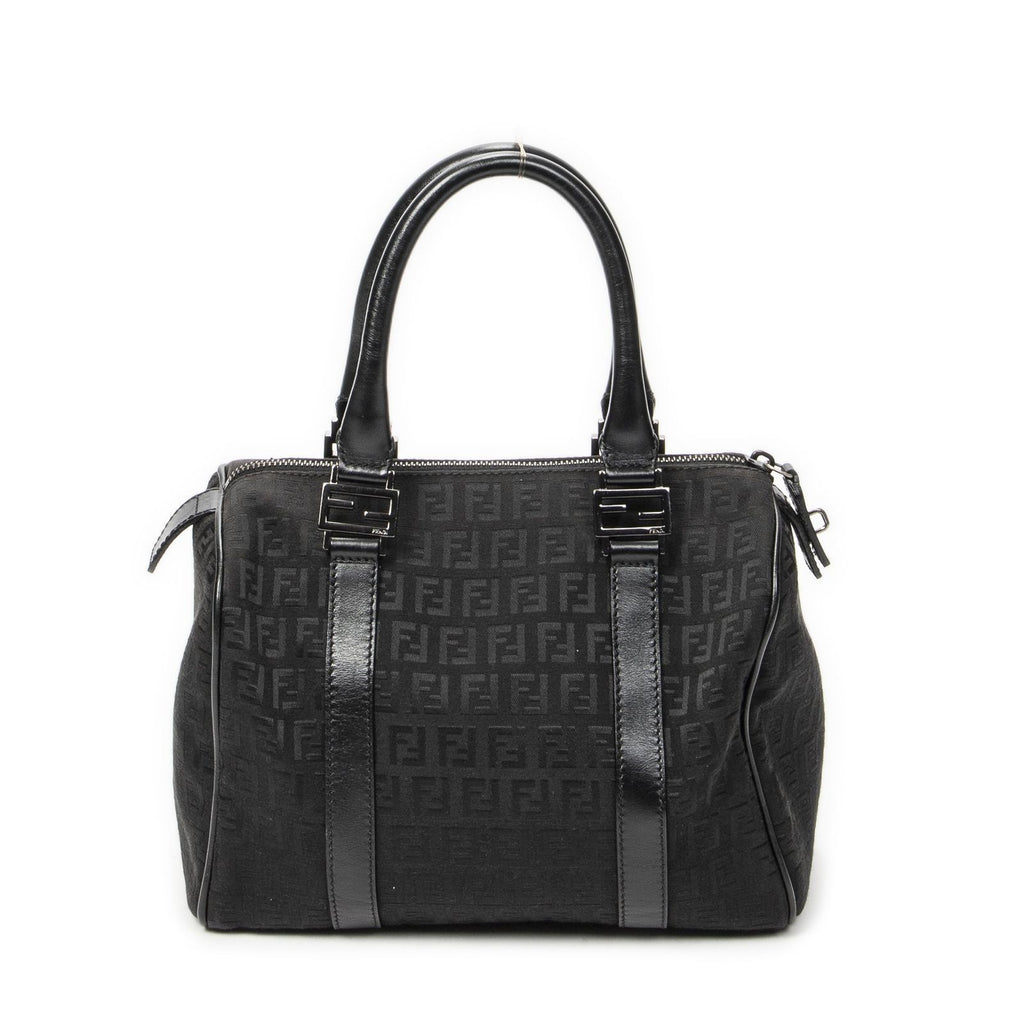 Fendi Forever Bauletto Boston Bag Black Zucchino Canvas