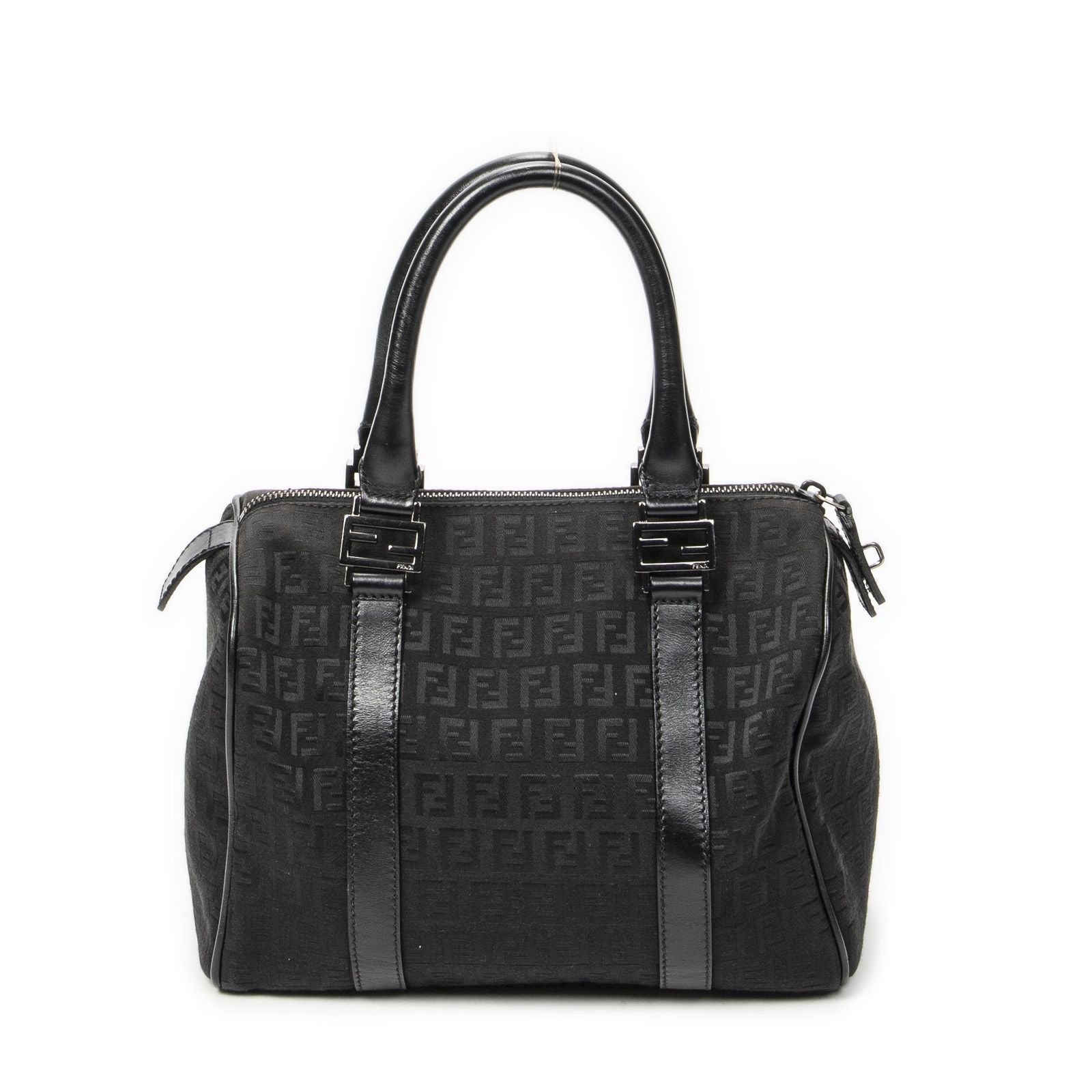 Fendi Forever Bauletto Boston Bag Black Zucchino Canvas