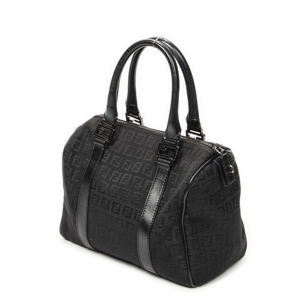 Fendi Forever Bauletto Boston Bag Black Zucchino Canvas — view 2