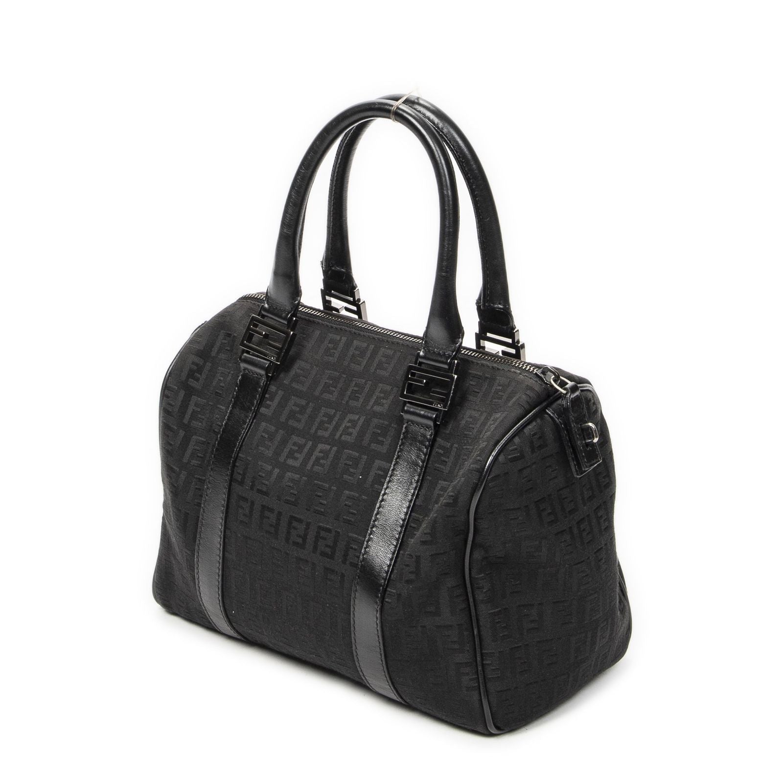 Fendi Forever Bauletto Boston Bag Black Zucchino Canvas — view 2