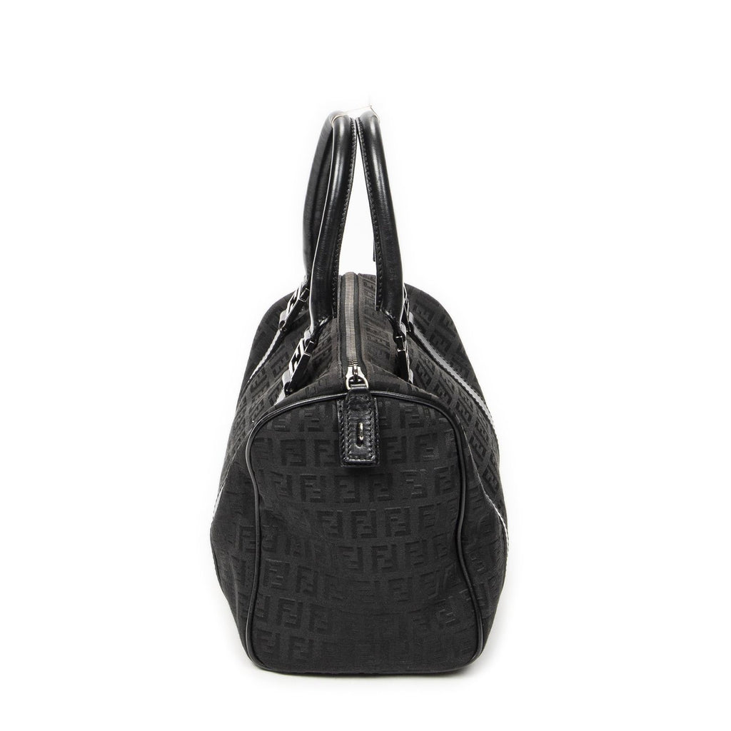 Fendi Forever Bauletto Boston Bag Black Zucchino Canvas — view 3