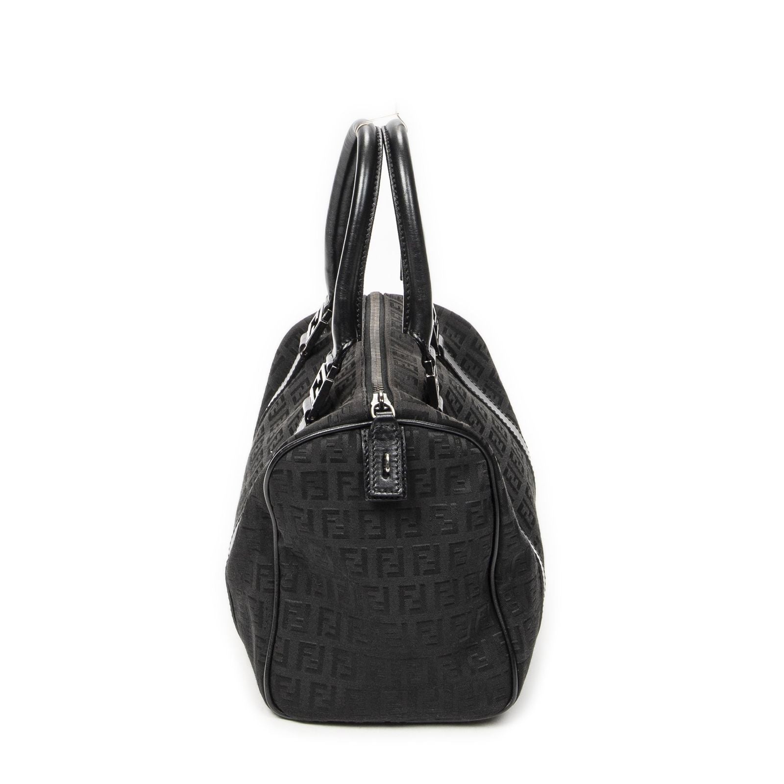 Fendi Forever Bauletto Boston Bag Black Zucchino Canvas — view 3