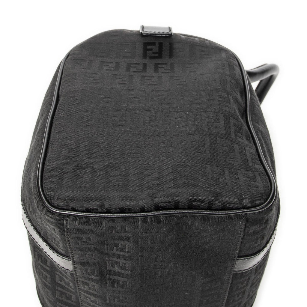 Fendi Forever Bauletto Boston Bag Black Zucchino Canvas — view 8