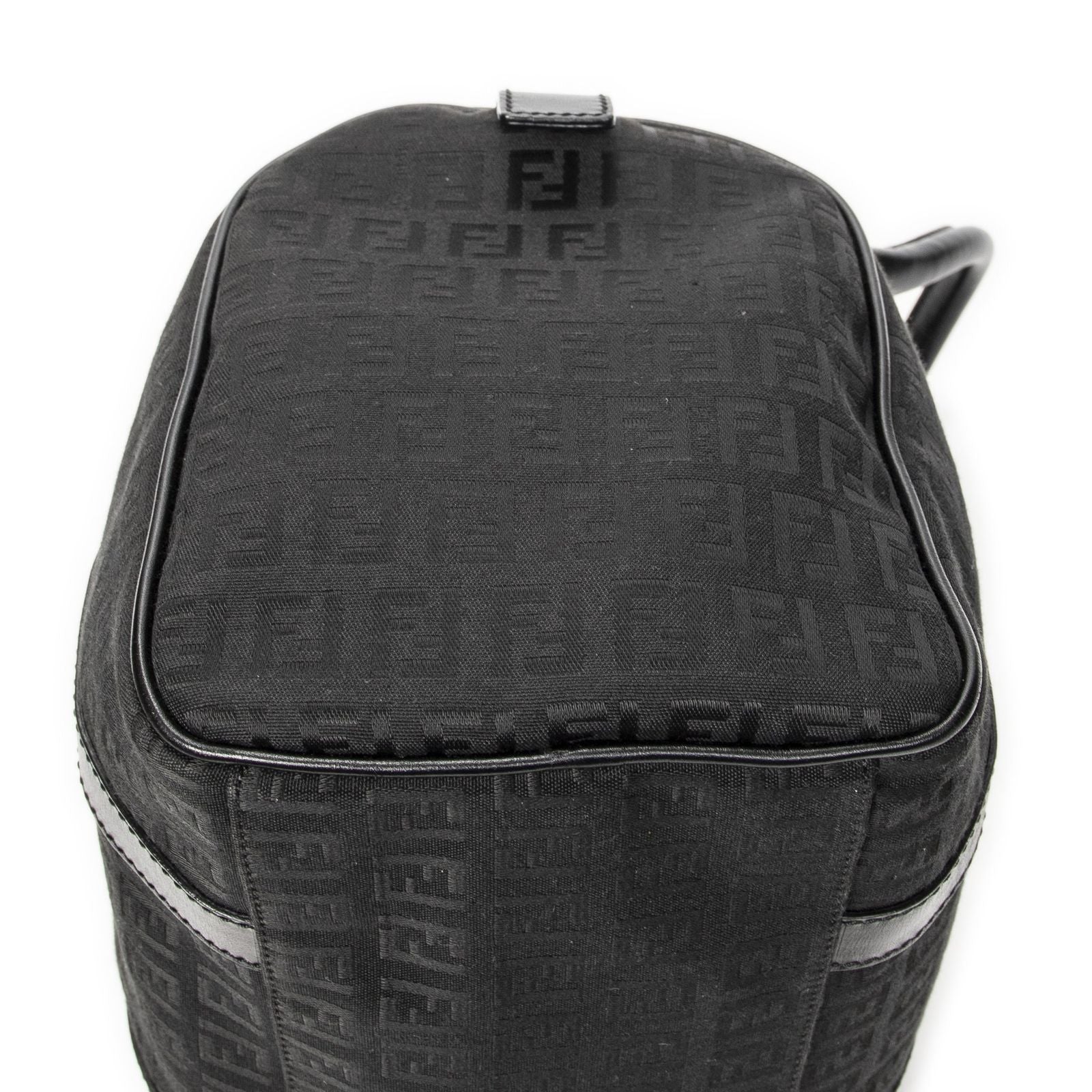 Fendi Forever Bauletto Boston Bag Black Zucchino Canvas — view 8