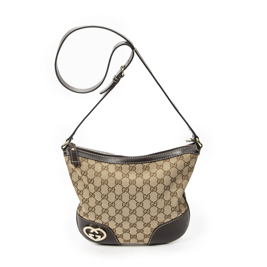 Gucci Bree Heart Crossbody Beige Dark Brown GG Canvas