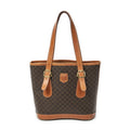 Celine Small Pop Tote Brown Macadam Canvas