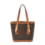 Celine Small Pop Tote Brown Macadam Canvas — view 5