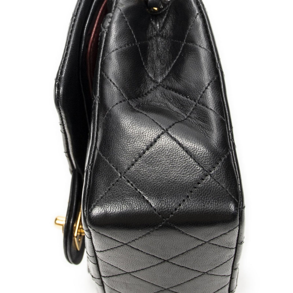 Chanel Quilted Double Flap Black Lambskin Leather — view 8