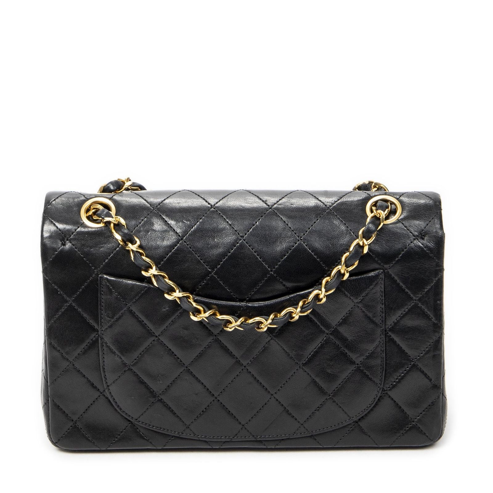 Chanel Quilted Double Flap Black Lambskin Leather — view 5