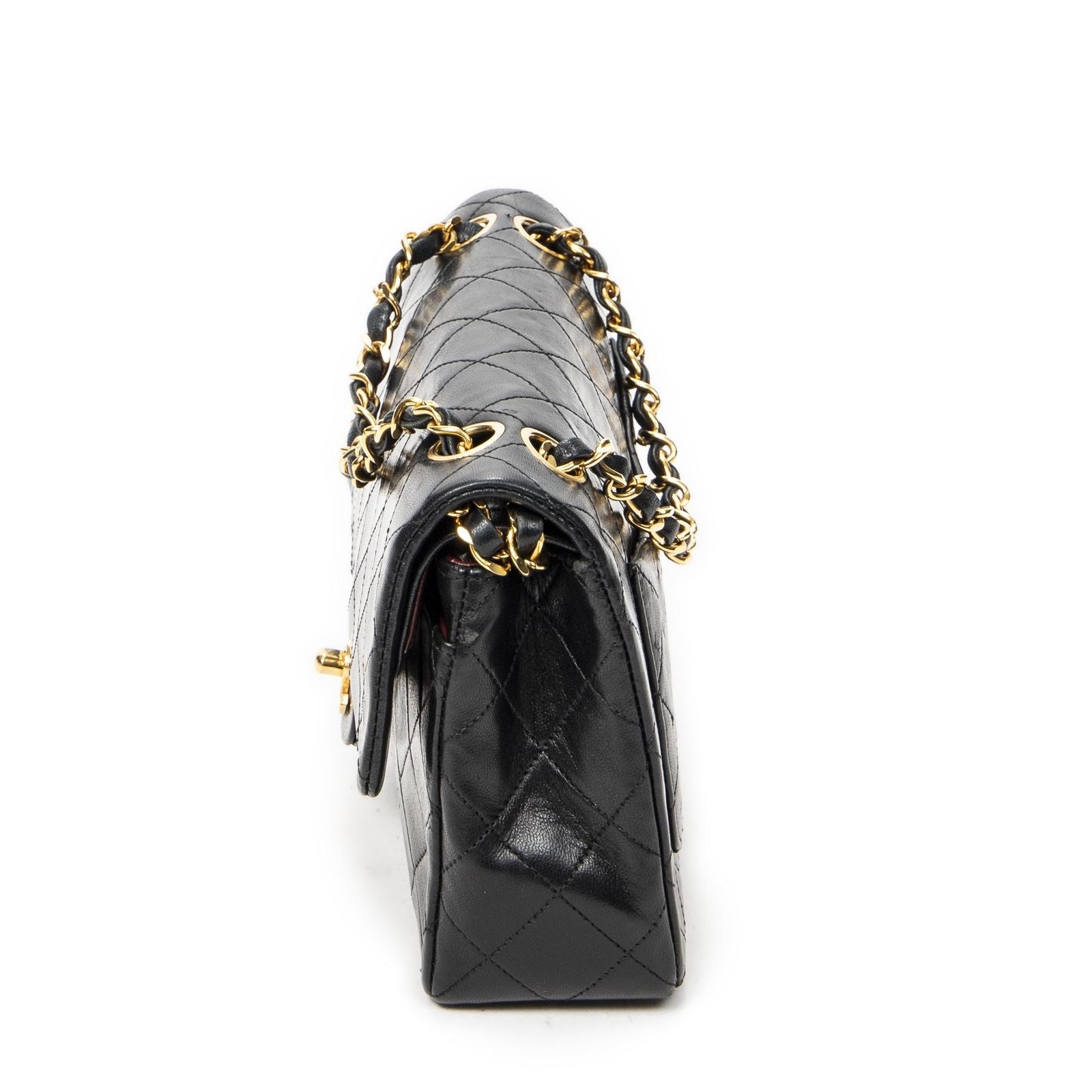 Chanel Quilted Double Flap Black Lambskin Leather — view 3